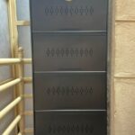 brown metal shoe rack 4 door