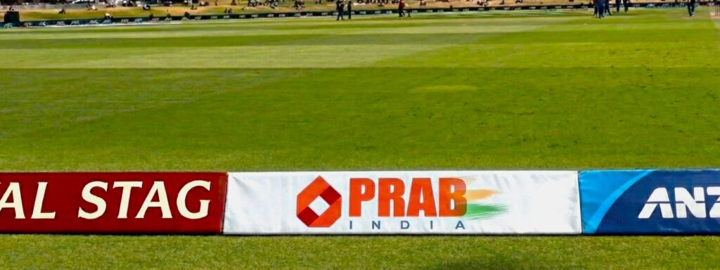 Prab India Brand Ad on rope of cricket